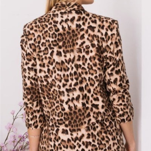 PLUS 1x-3x.  Leopard print blazer by Oddi. How cute with all attire! Rouched - Picture 8 of 9